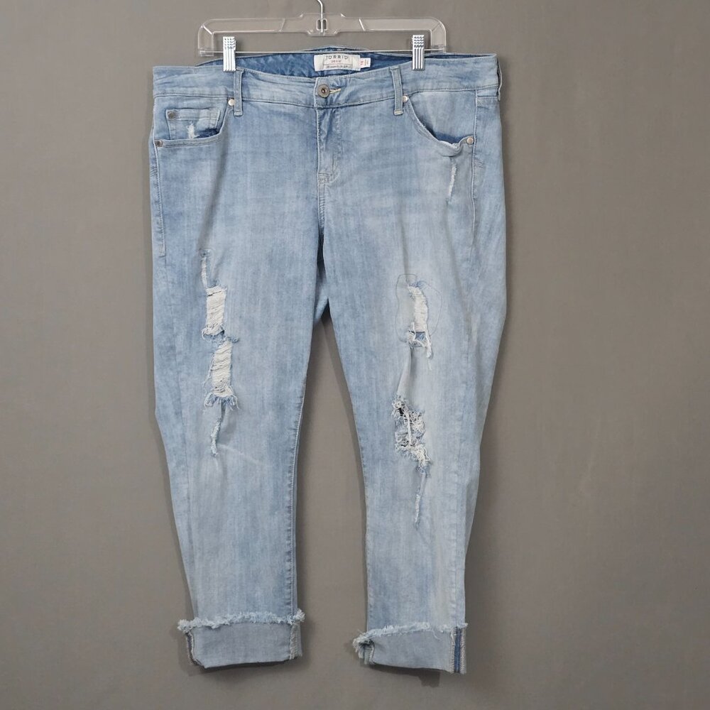 Torrid Boyfriend Distressed Light Wash Jeans Frayed Hem Womens 18 Plus Size